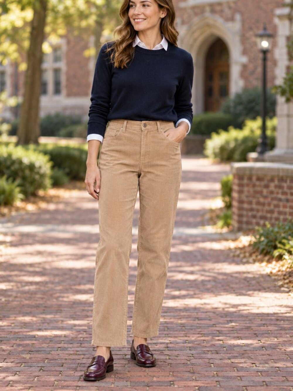 GAP Cheeky Straight Corduroy Pants 29/8 High Rise Tan Academia Minimalist